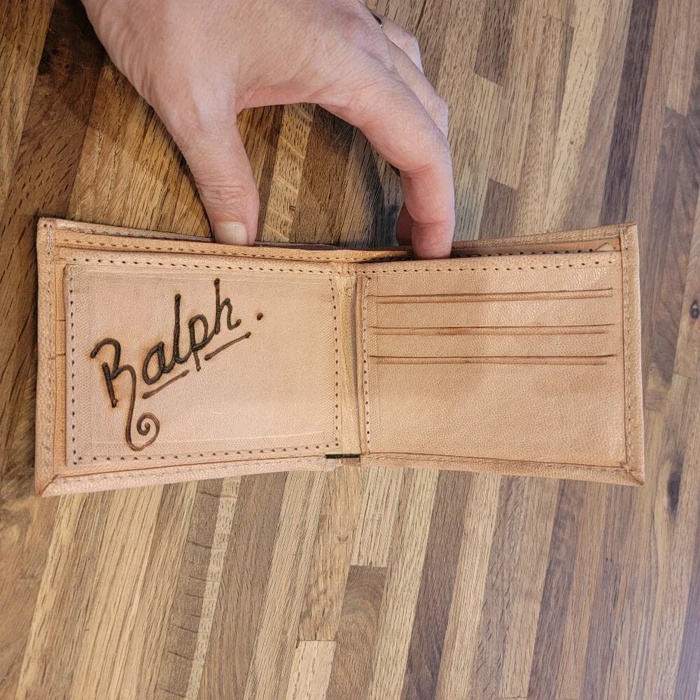 Hand Tooled Leather Bifold Wallet “Mexico” Personalized “Ralph”